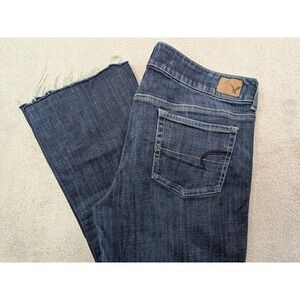 American Eagle Women's Bootcut Jeans Size 14 Artist Stretch Frayed Hem READ*